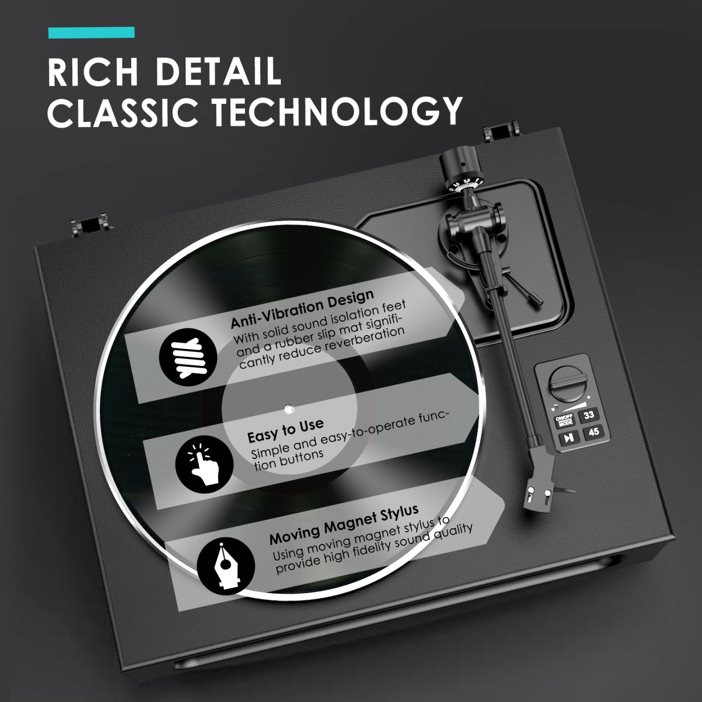 Upgraded All-in-One Record Player with High-Fidelity Sound