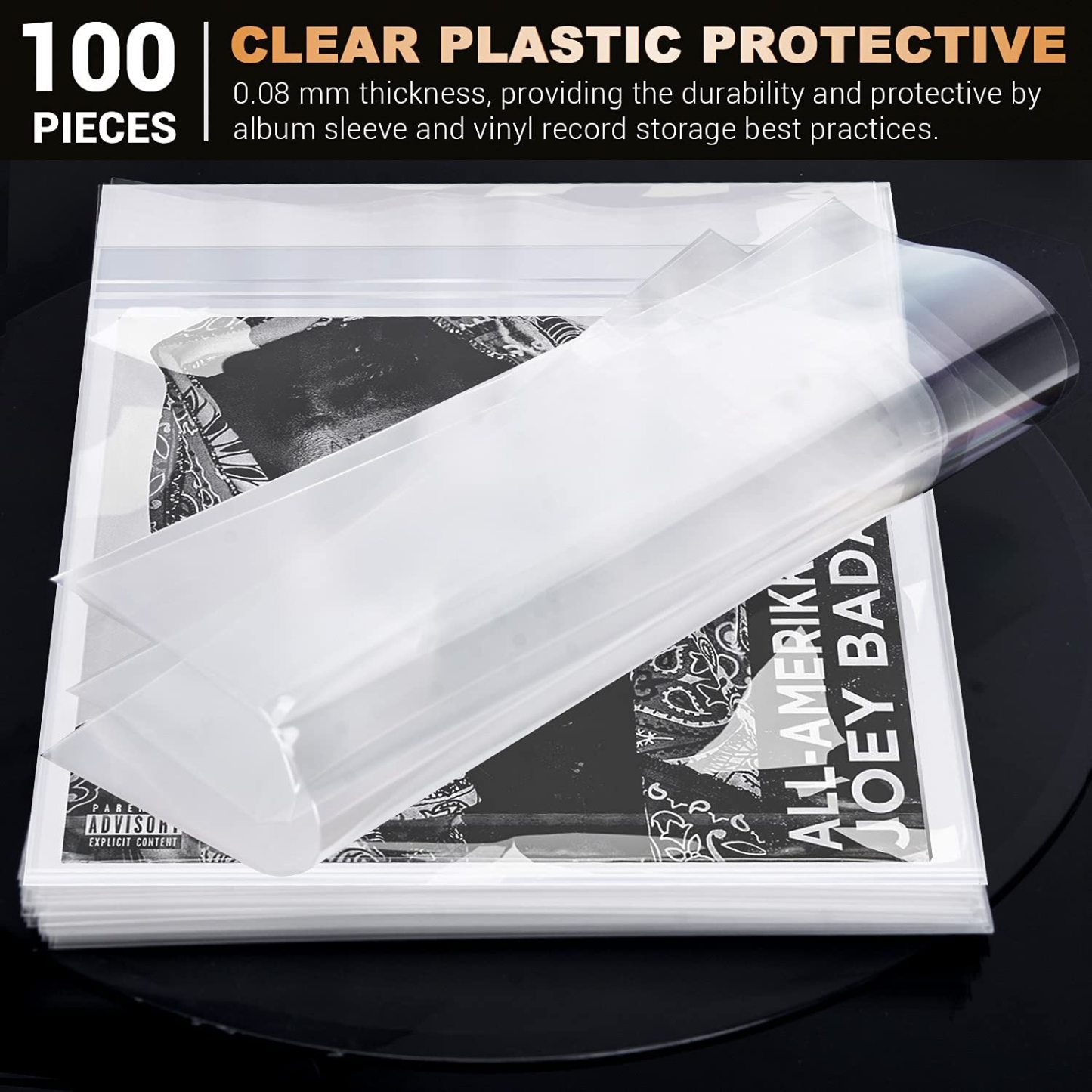 100 PCS LP Outer&Inner Sleeves Vinyl Record Sleeves
