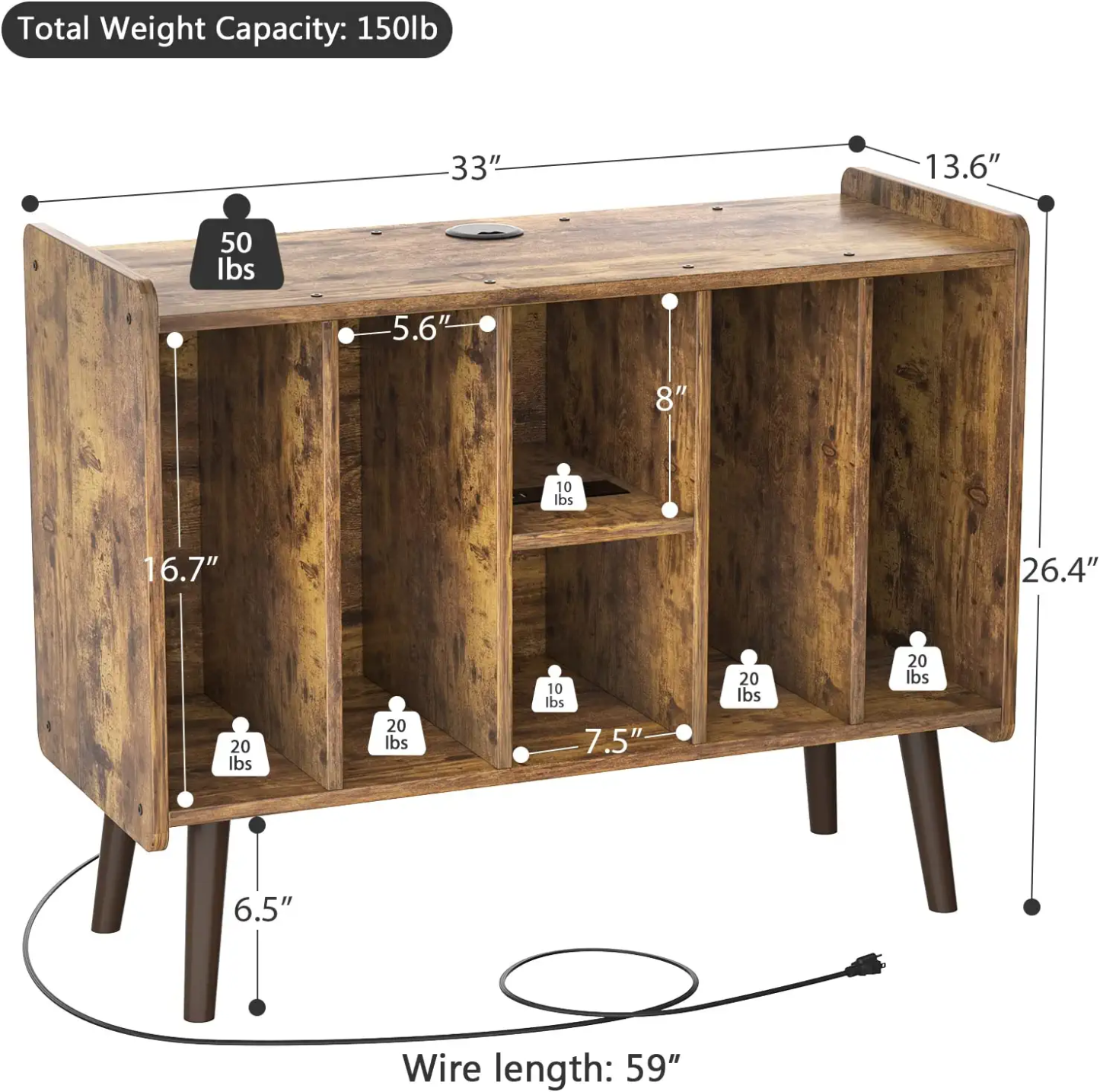 Record Player Stand Display Shelf