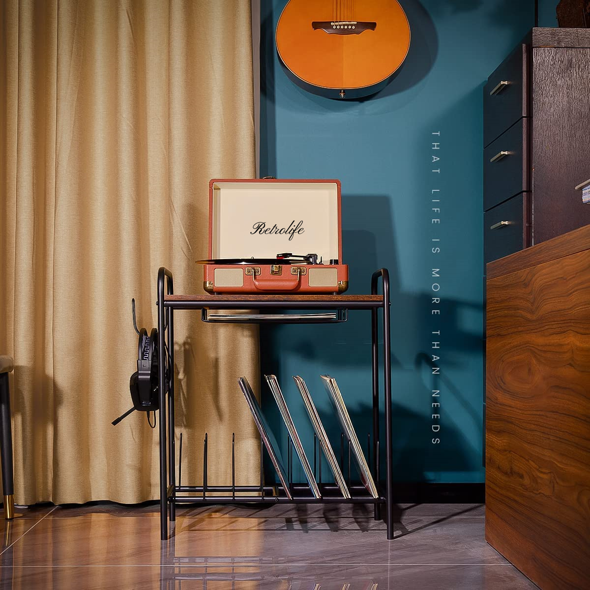 Record Player Stand With Vinyl Storage