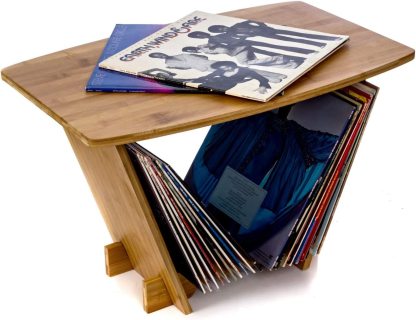 Record Player Stand with Vinyl Organizer 