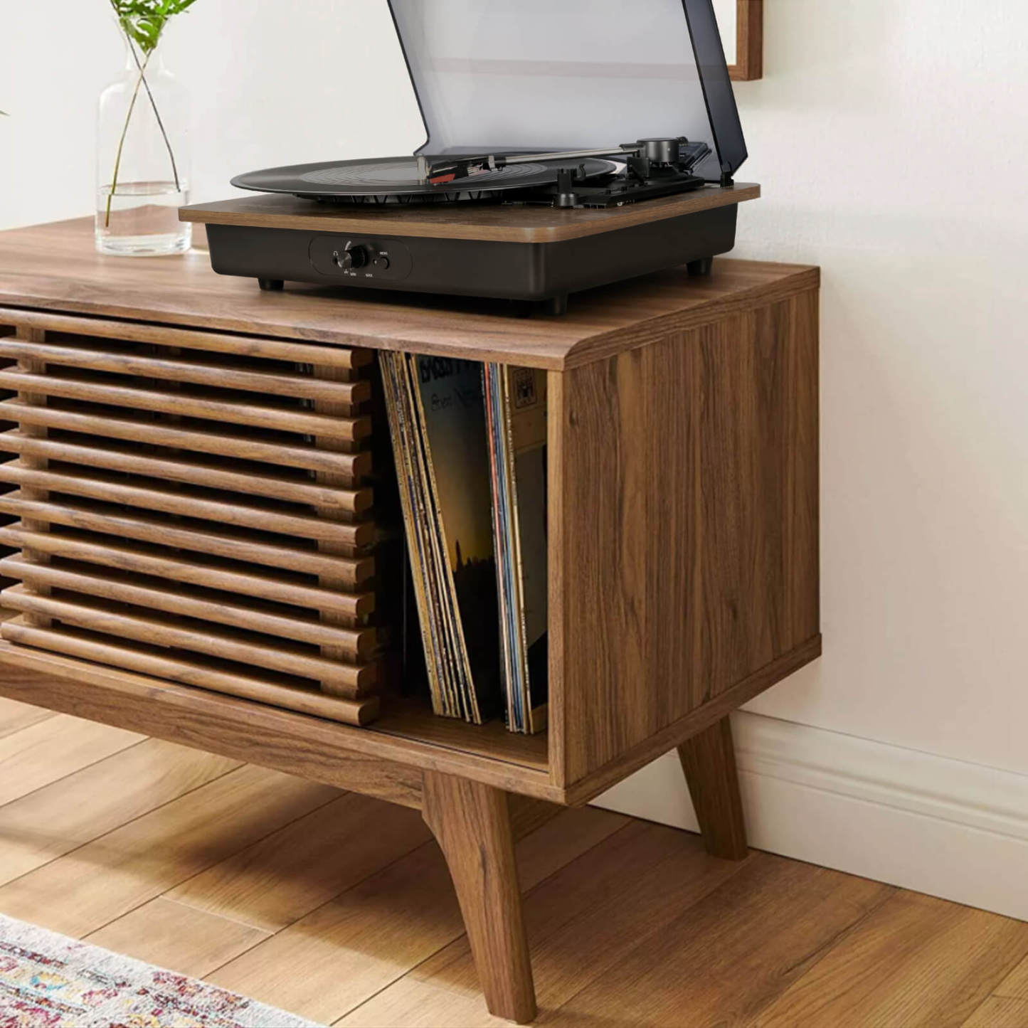 Record Player Stand with Cabinet