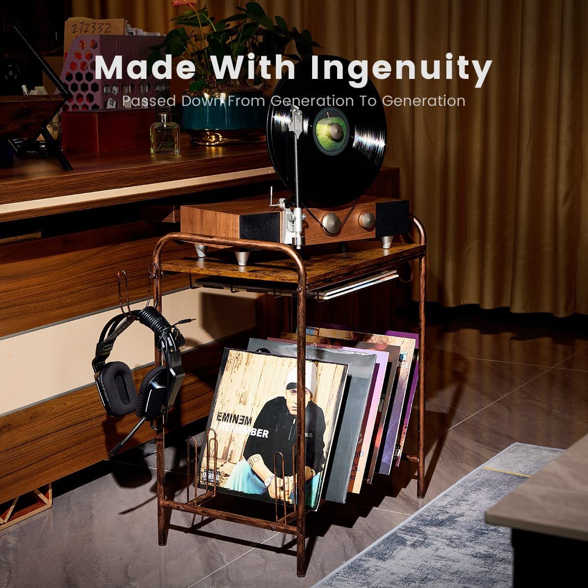 Record Player Stand With Vinyl Storage