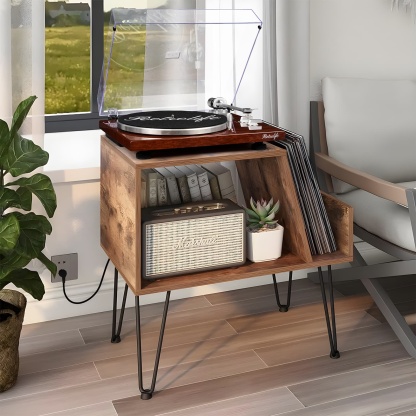 Retrolife Vinyl Record Player Stand Turntable Stand LPs Album Storage Cabinet for Bedroom Living Room Office RMD2 
