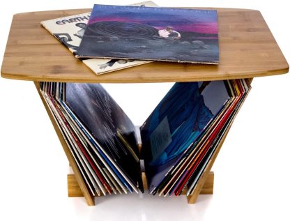 Record Player Stand with Vinyl Organizer 
