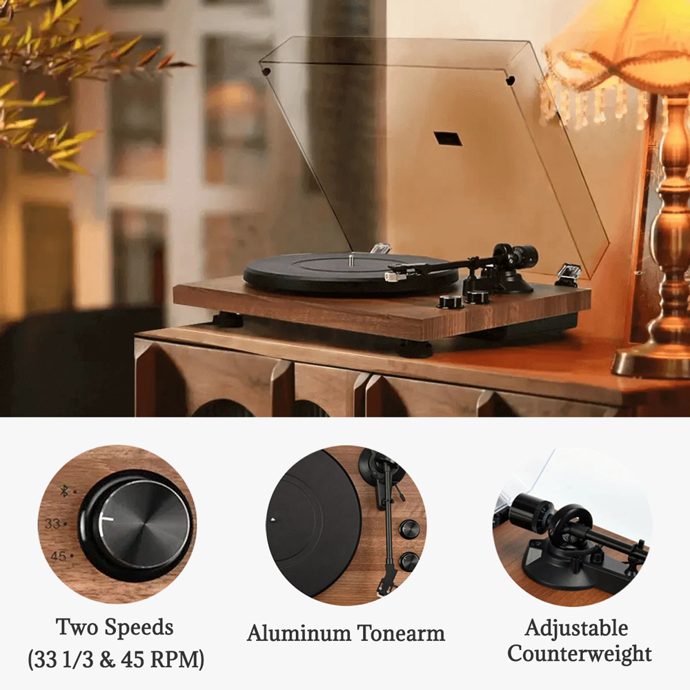 Bluetooth Record Player Stereo System with Magnetic Cartridge SY101