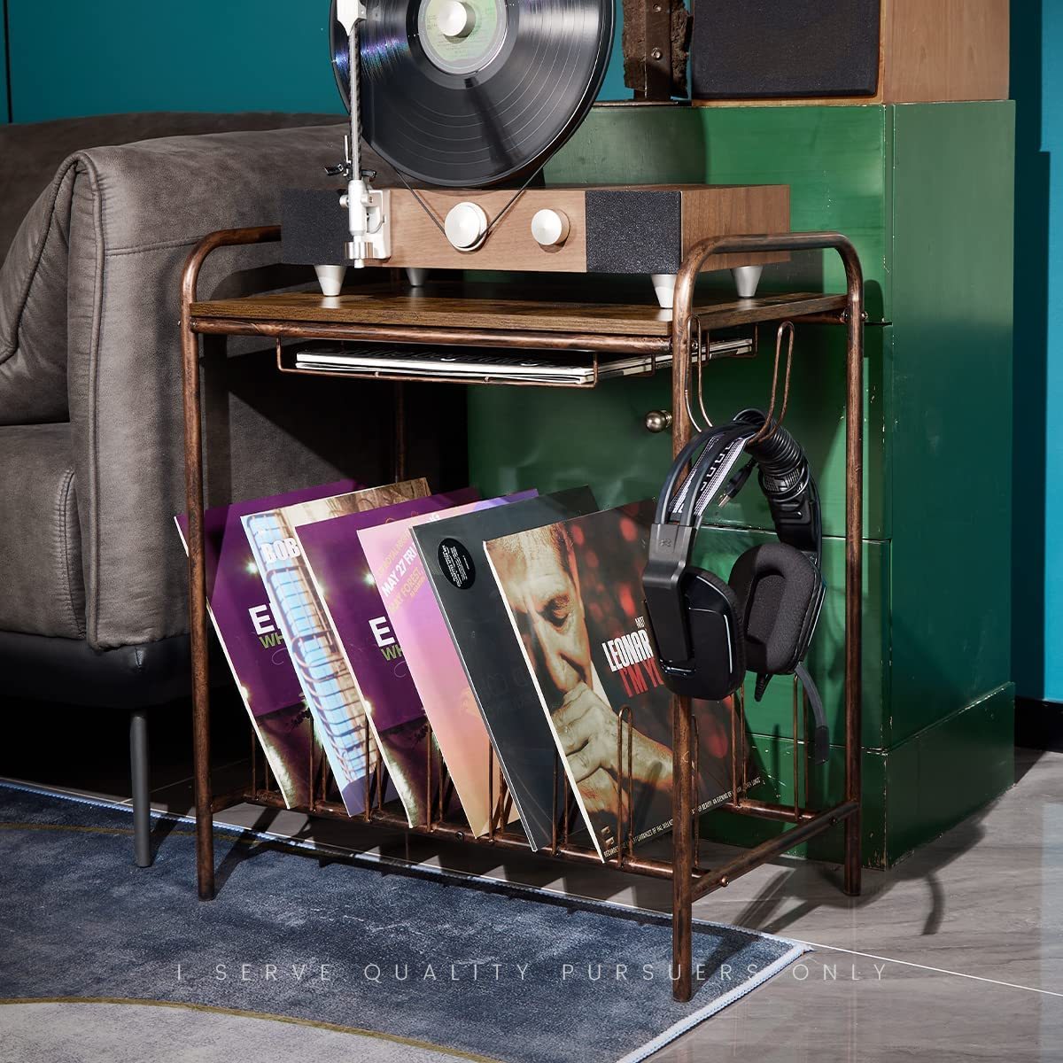 Record Player Stand With Vinyl Storage