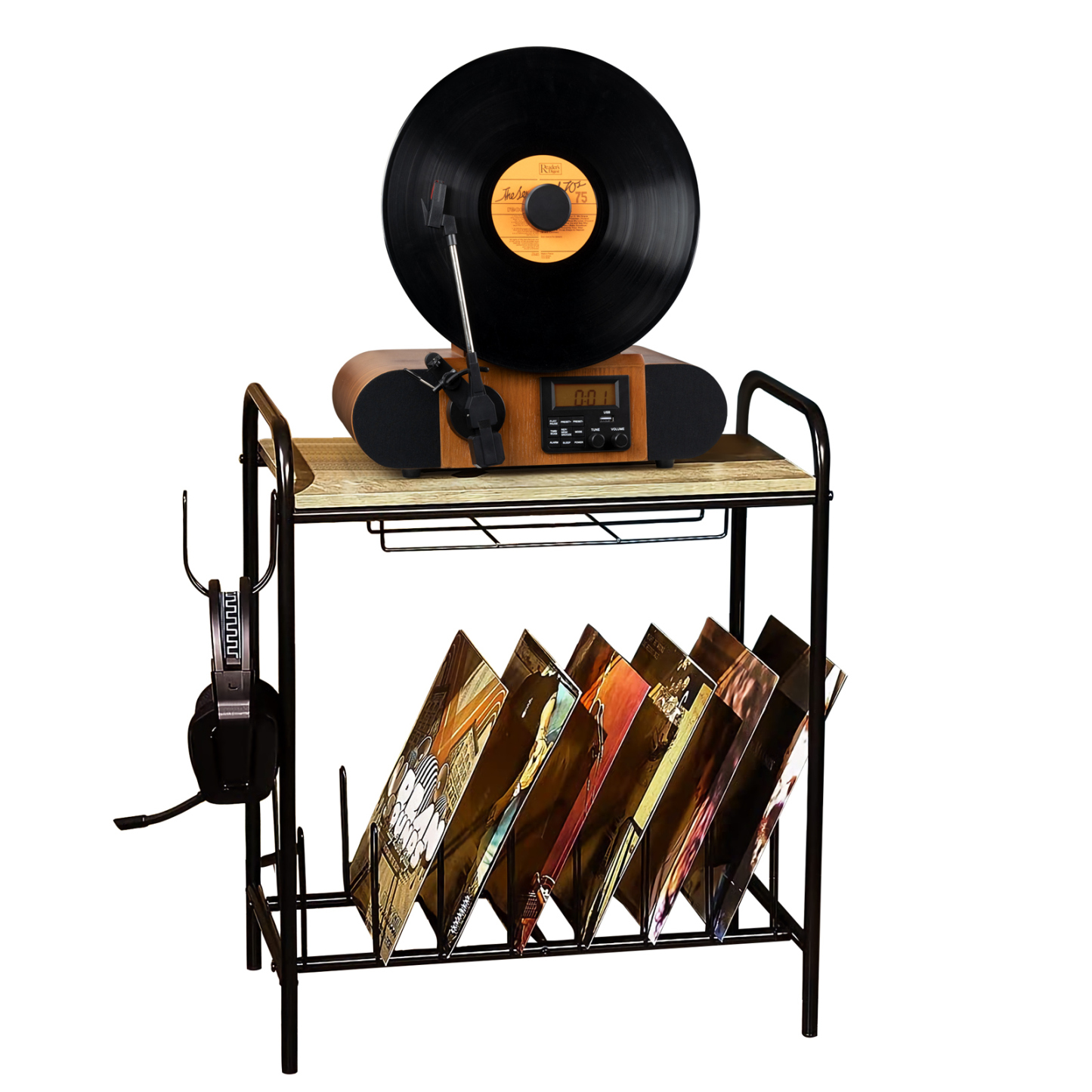 Record Player Stand With Vinyl Storage