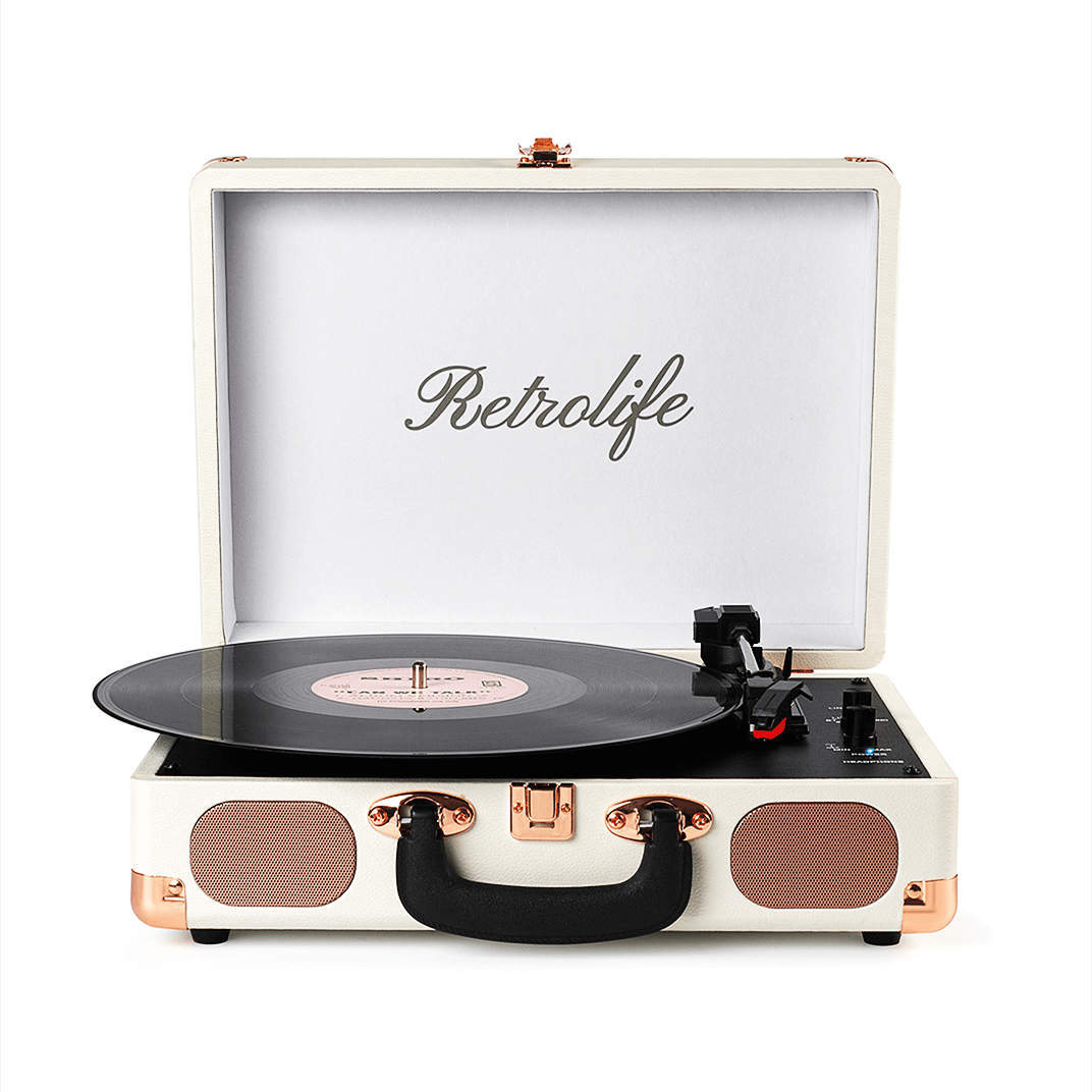 Belt Driven Vintage Portable Turntable with Bluetooth Wireless R609