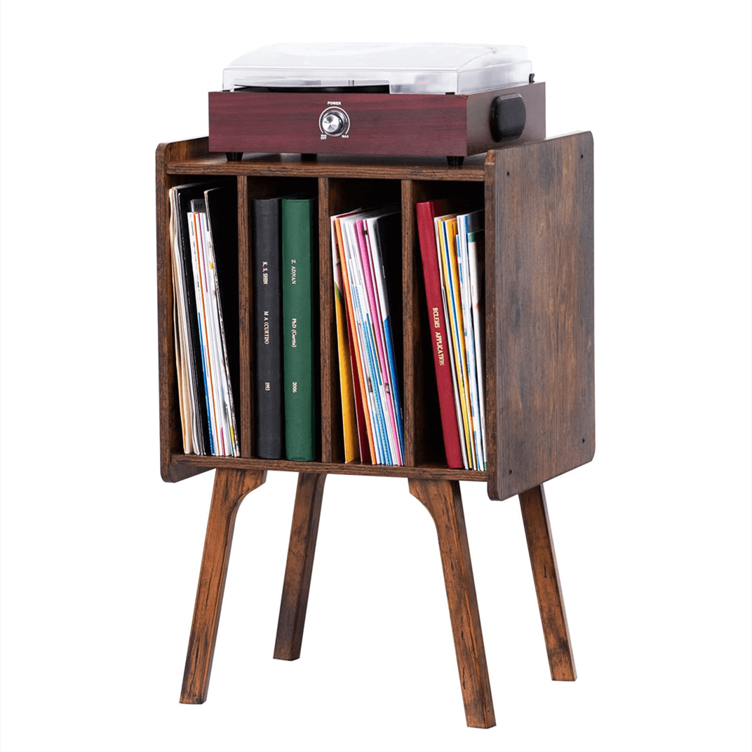 Vinyl Record Storage Table with Cabinet
