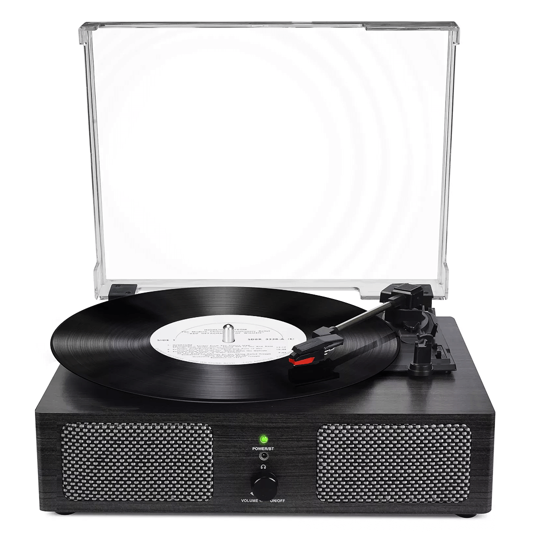 Record Player with Speaker in Vintage Wood Design UD001