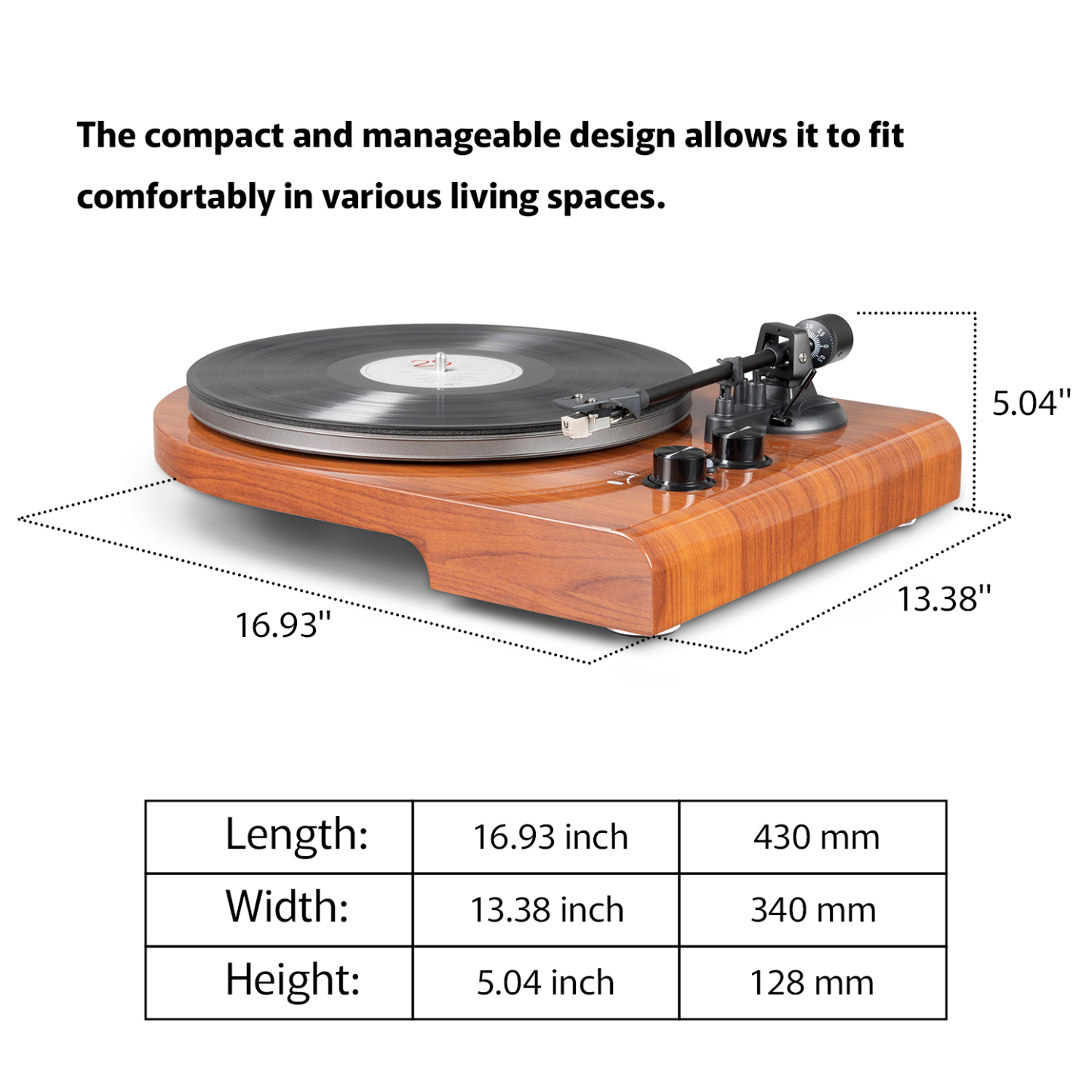 High Fidelity Bluetooth Vinyl Turntable with Unique Design