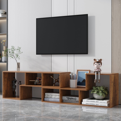Double 41.3" L-Shape Wood Record Player Stand & TV Cabinet