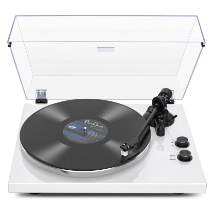 Retrolife HQKZ-006 Modern White 2-Speed Bluetooth Turntable System with Variable Weighted Tonearm
