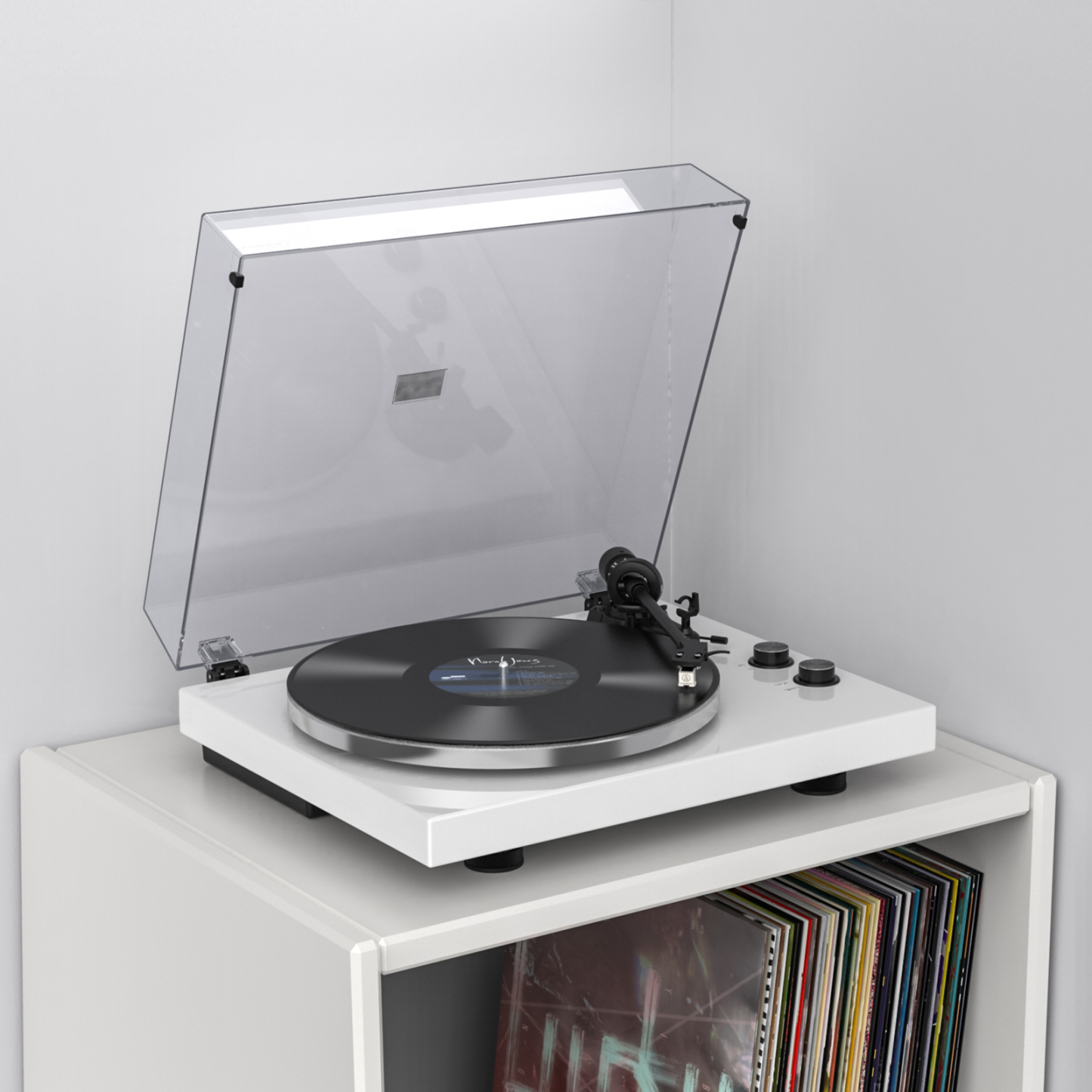 Retrolife HQKZ-006 Modern White 2-Speed Bluetooth Turntable System with Variable Weighted Tonearm