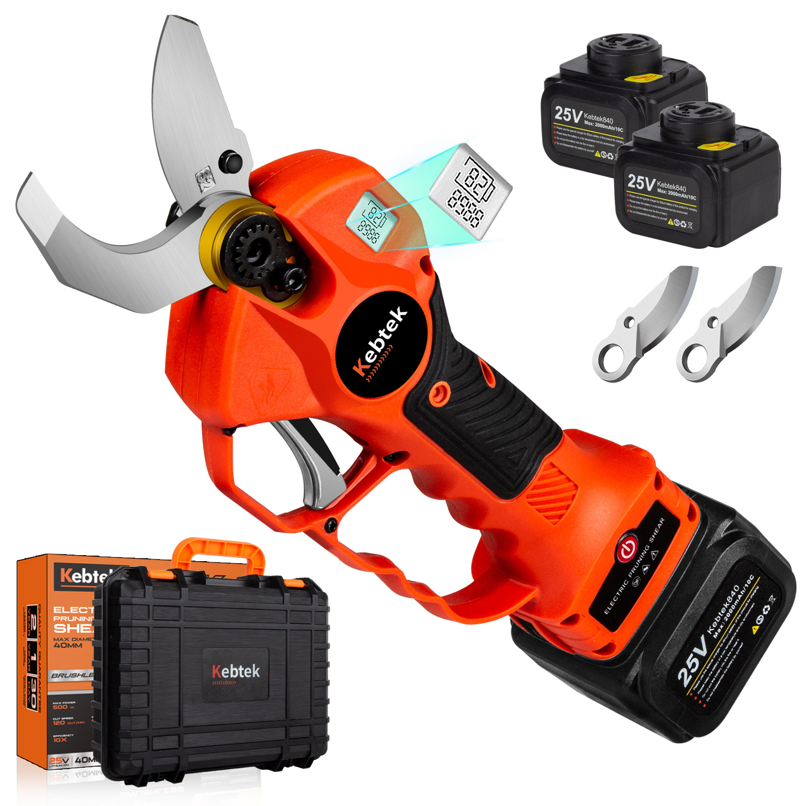 Kebtek Professional Pruning Shears Battery Powered, 25V Cordless[40mm