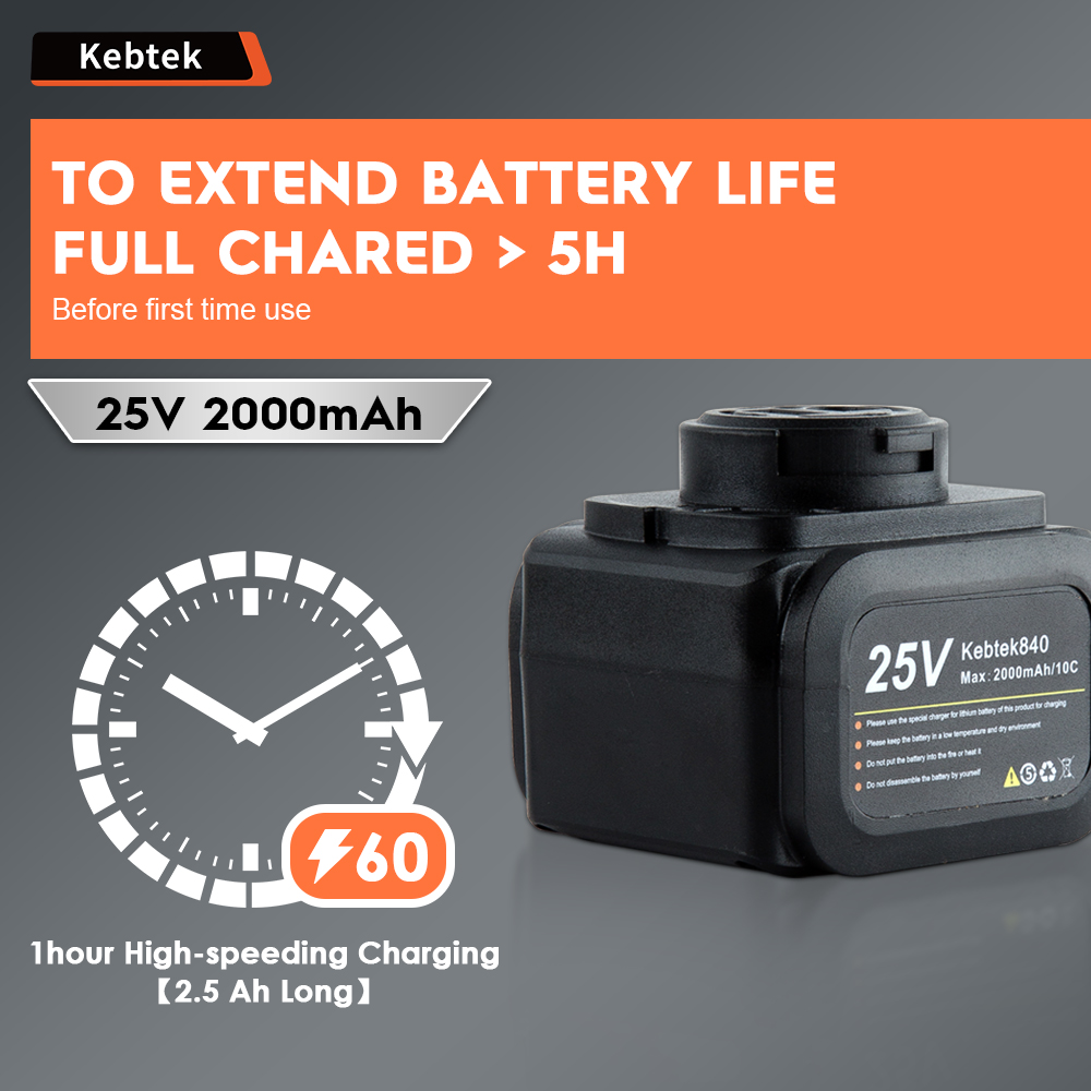 25V 2.0 AH Li-Ion Battery for Kebtek 40mm Electric Pruning Shear, Large Capacity 10C High-Rate Discharge Rechargeable Battery Cordless Electric Tools