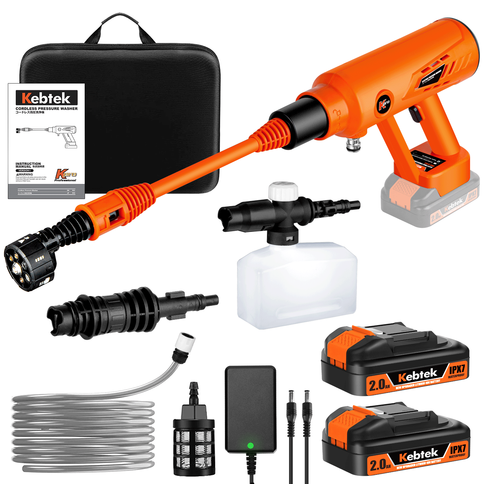 Cordless Pressure Washer Gun, 21V Portable Power Cleaner 900PSI with 6