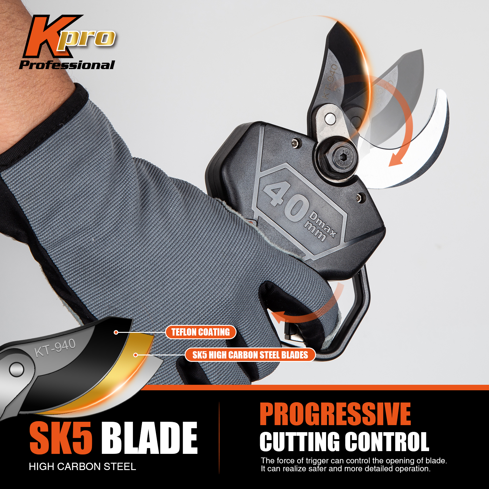 KEBTEK BLADE COMPATIBLE WITH KT940 40MM ELECTRIC PRUNING SHEARS CUTTING DIAMETER