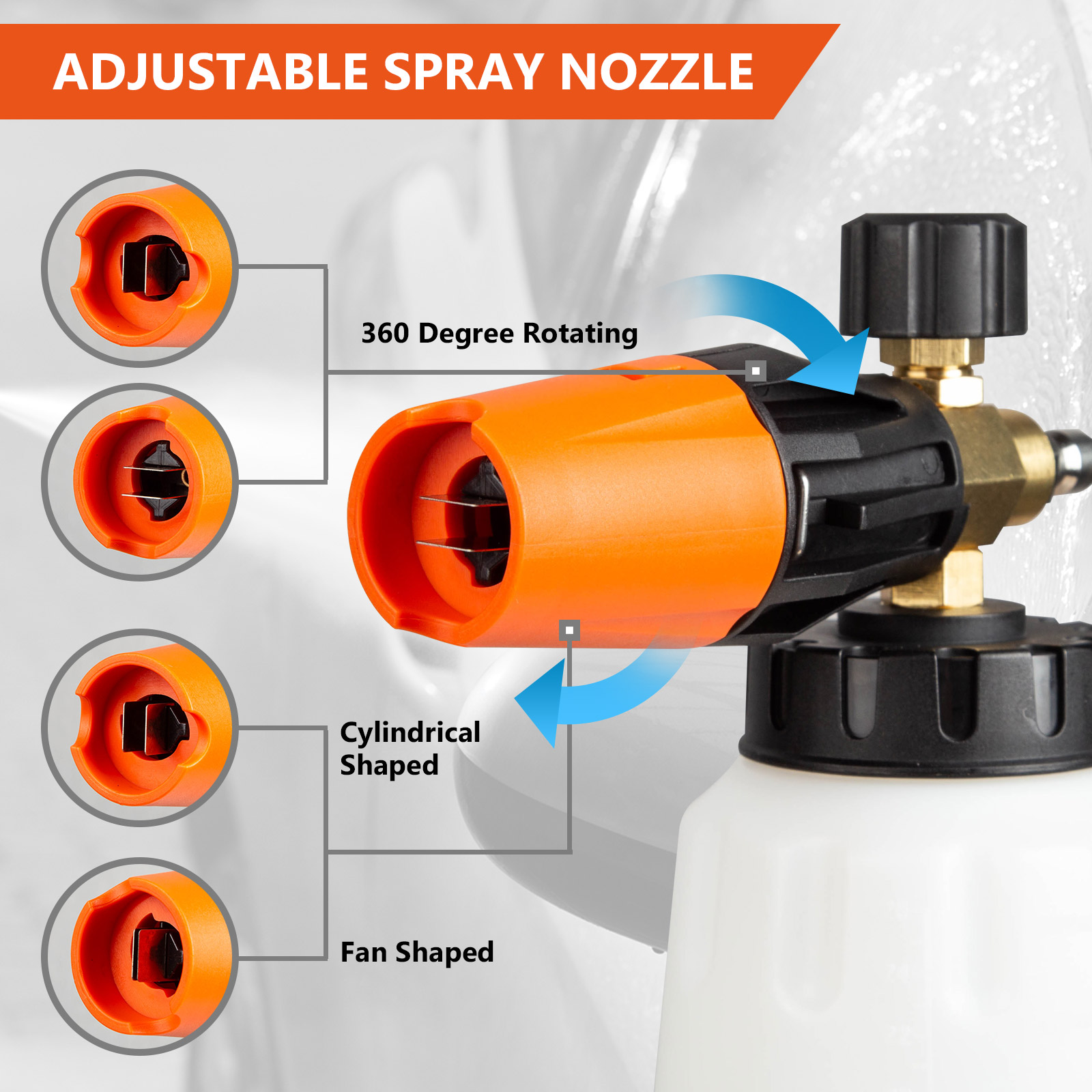 Kebtek Foam Cannon with Pressure Washer Gun 5200 PSI, Car Wash Foam Gun with Pressure Washer Quick Connect Kit and 5 Nozzle Tips, M22 and 1/4 Inch Quick Connect, 1Liter