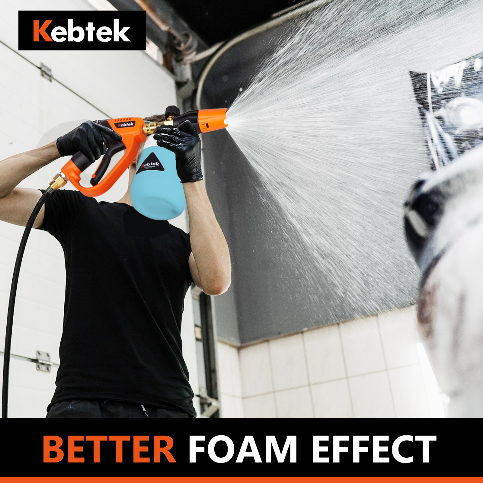 Kebtek Foam Cannon with Pressure Washer Gun 5200 PSI, Car Wash Foam Gun with Pressure Washer Quick Connect Kit and 5 Nozzle Tips, M22 and 1/4 Inch Quick Connect, 1Liter