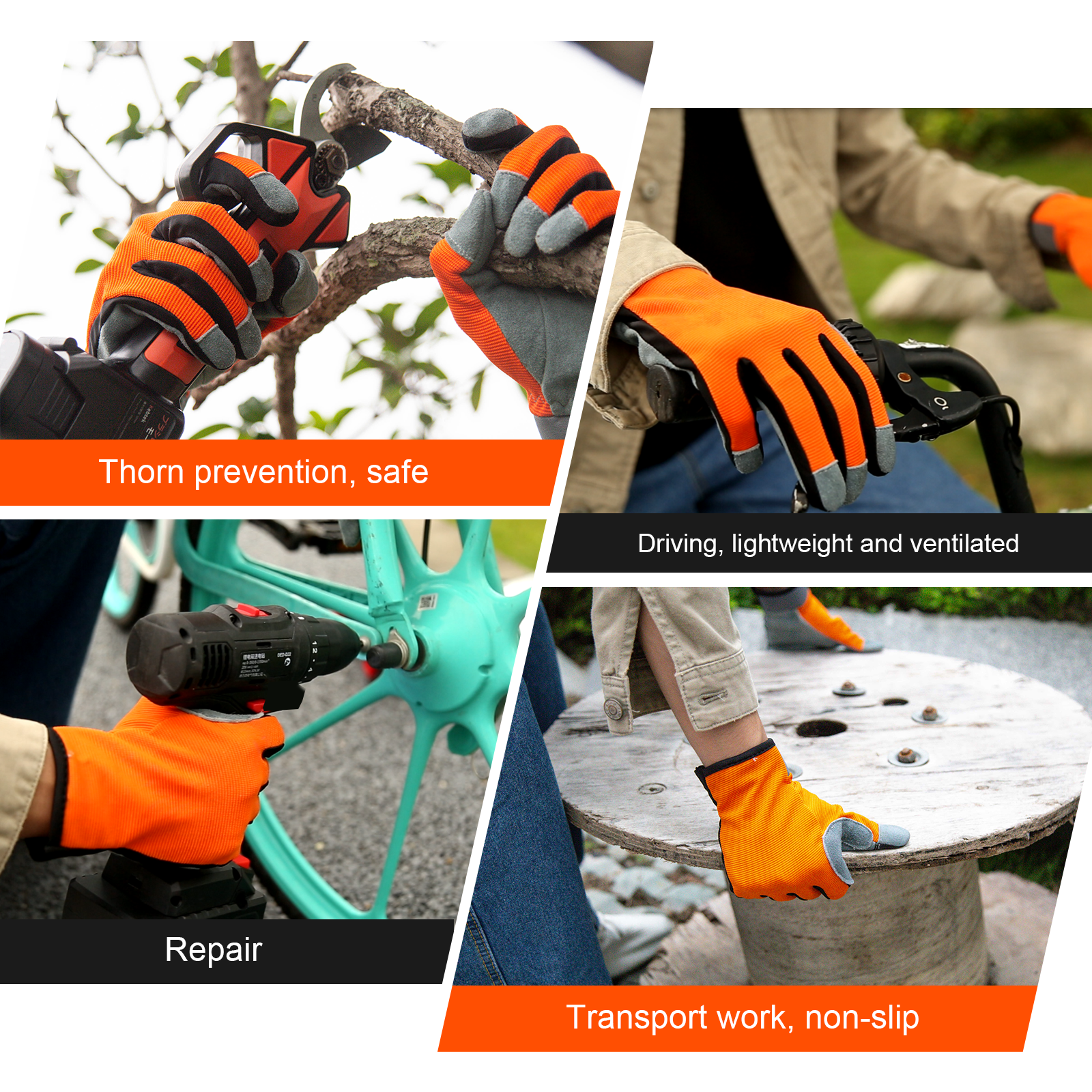 Gardening Gloves, Pruning Gloves with Deerskin Leather Suede Thin Elastic-Breathable Working Gloves Touch Screen for Pruning Yard Work and Daily Work