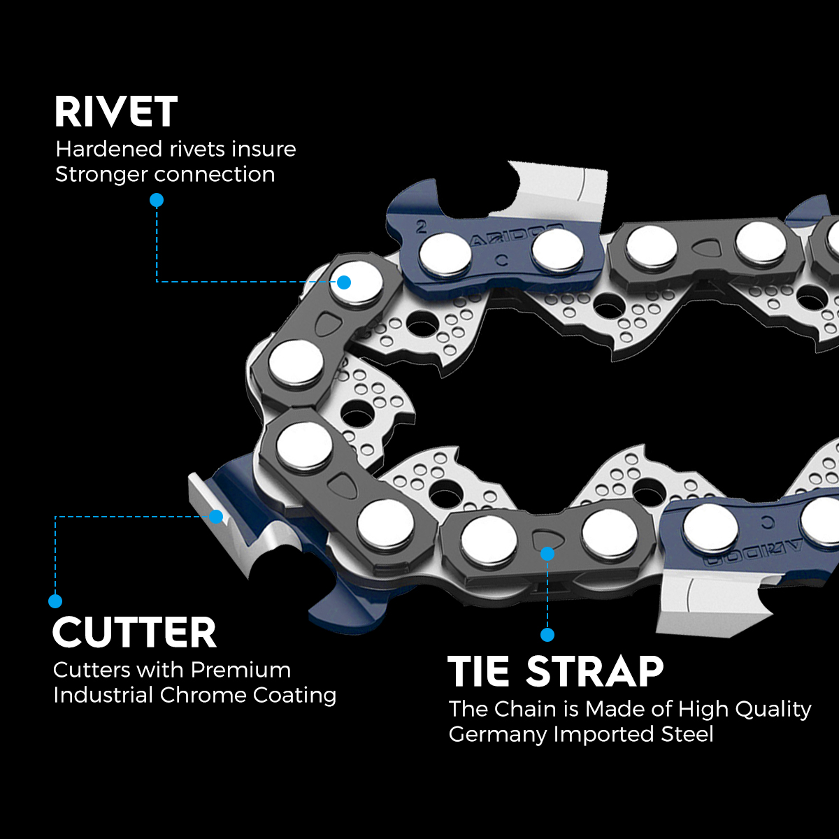8 Inch Chain for Electric Chainsaw Guide Saw Chain for Tree Trimming Chainsaw Replacement Accessories