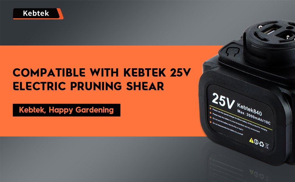 25V 2.0 AH Li-Ion Battery for Kebtek 40mm Electric Pruning Shear, Large Capacity 10C High-Rate Discharge Rechargeable Battery Cordless Electric Tools