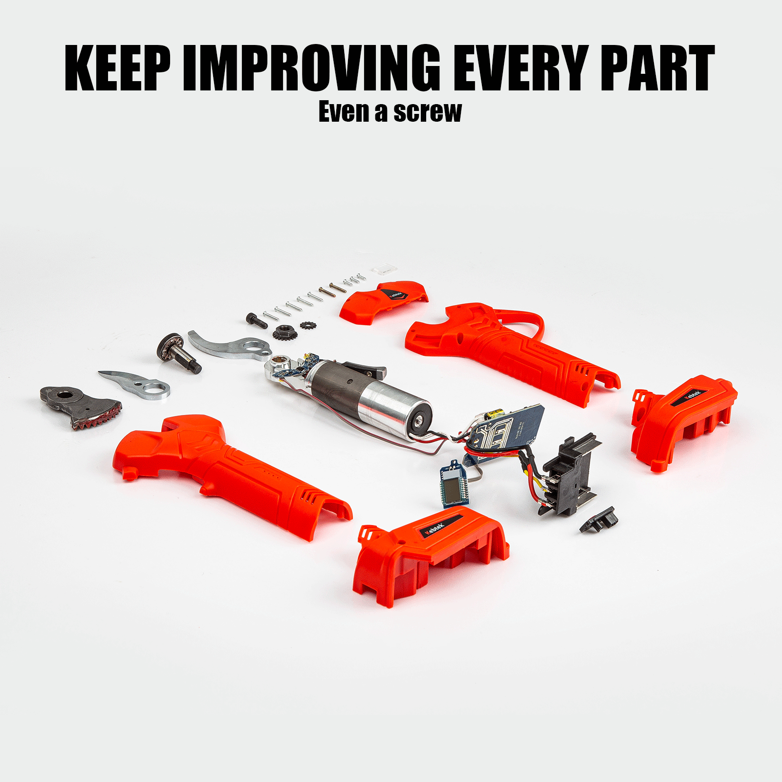 Kebtek Professional 18V 32MM Cordless Pruner Battery Powered Tree Branch Cutter with 2 Pack 2Ah Lithium Batteries Brushless Motor Extension Pole-B05532