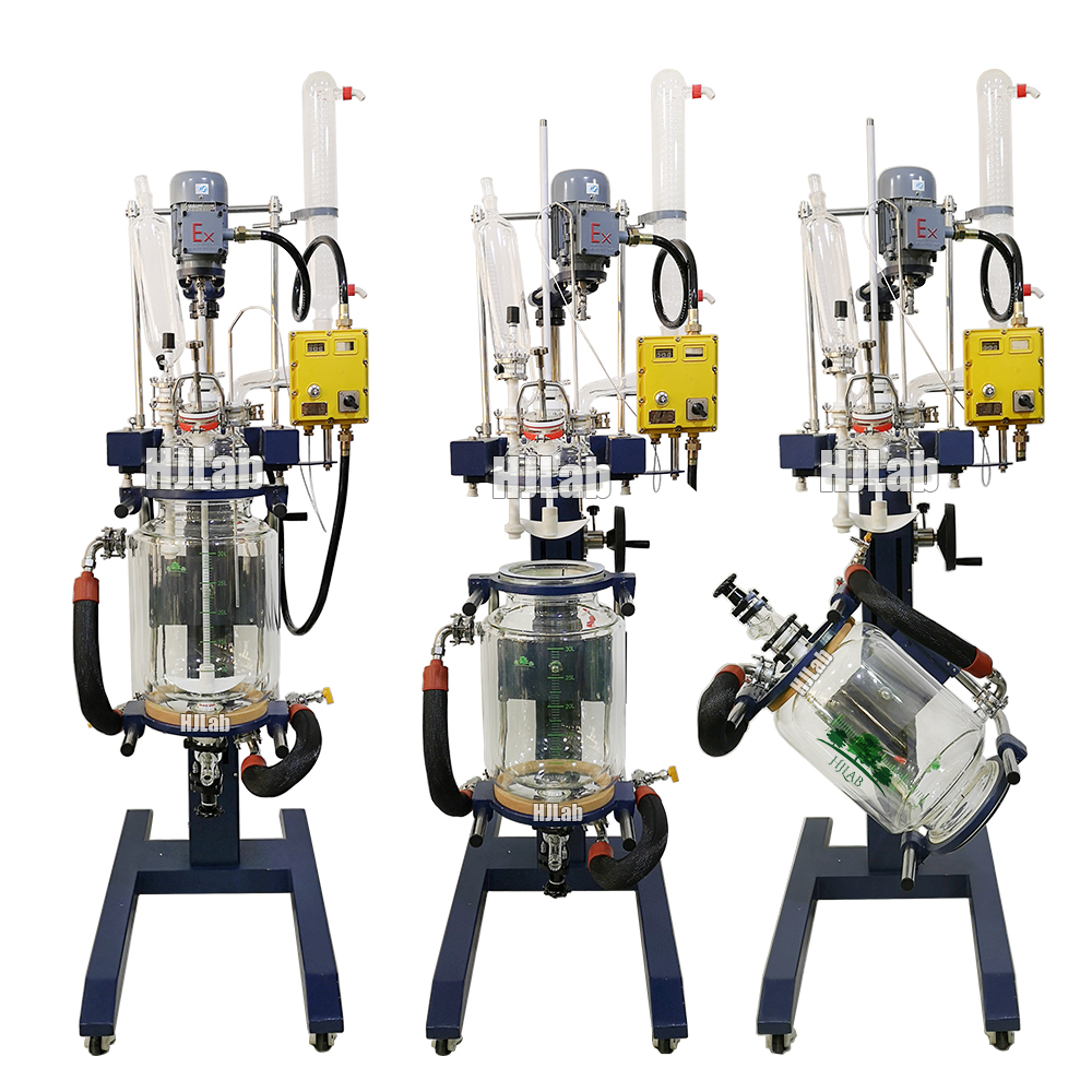 Explosion Proof Jacketed Glass Reactor with Tilting and Lifting Glass Reaction Vessel