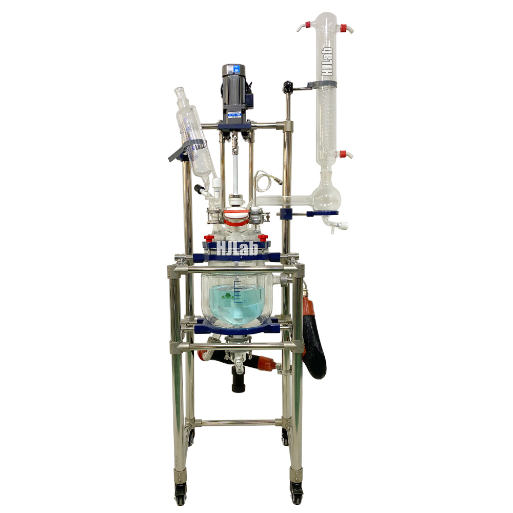 5L Jacketed Glass Reactor with Double Layer Reaction Vessel and HTF Circulating Manifold Kits