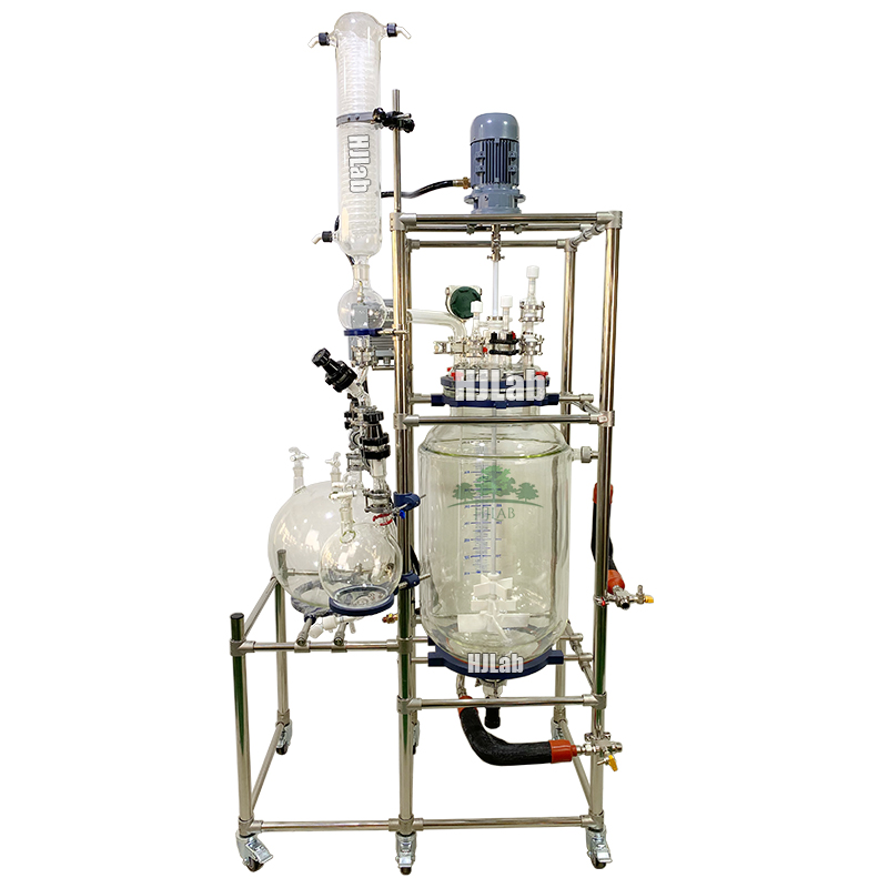100L Chemical Synthesis Jacketed Glass Reactor Vessel with Explosion Proof Design and Dual Condensed Receiving Flasks
