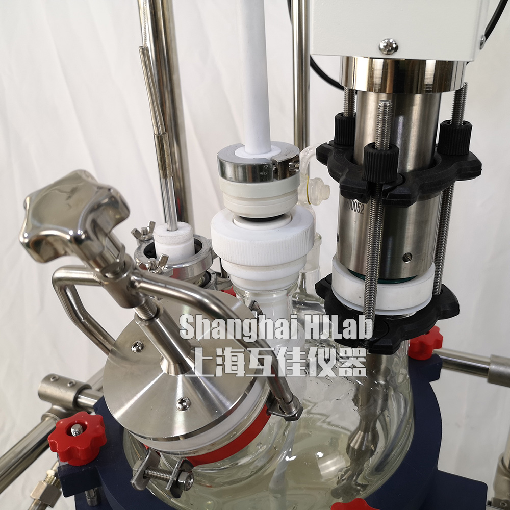 Ultrasonic Dispersion Jacketed Glass Reactor Titanium Alloy Ultrasonic Rod Dual/Double Layer Bososilicate Glass Reaction Vessel Variable Frequency Drive Controller AC Motor with Gear Reducer PTFE Stirring Rod and Paddles Heating Transfer Fluid Manifold Kits 7 Openings Glass/PTFE Lid Ideal for lab-scale and pilot plant biopharmaceutical, new-drug research, new-materials-synthesis applications.