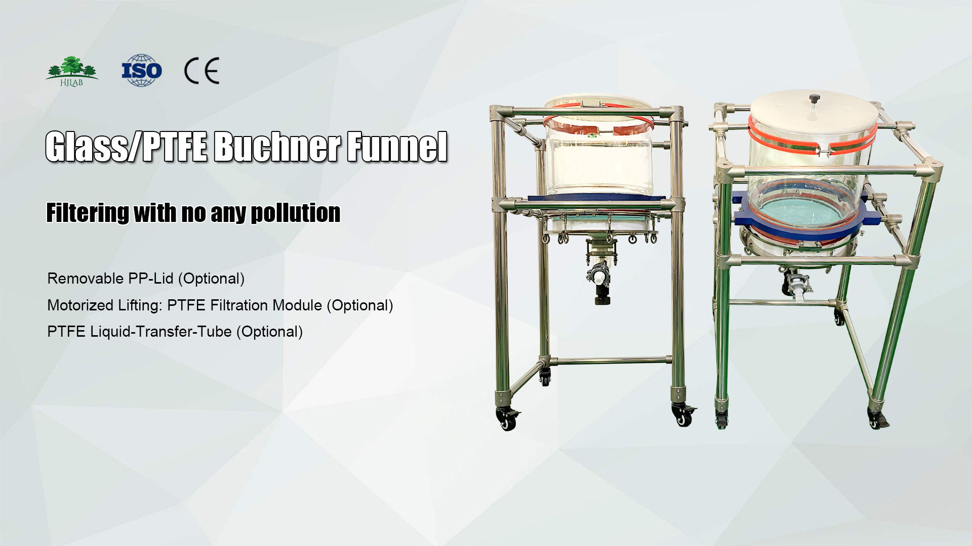 Glass PTFE Buchner Nutsche Filtering Funnel