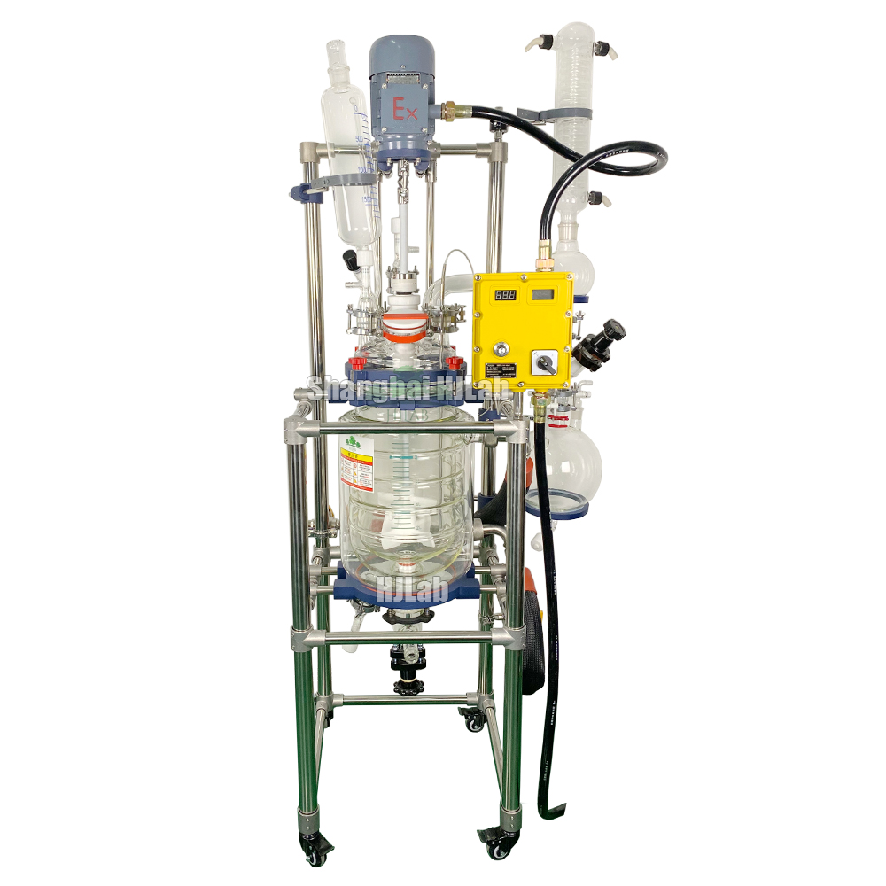 10L Triple Layers Double Jacketed Glass Reactor Vessel with Ring Baffles Design