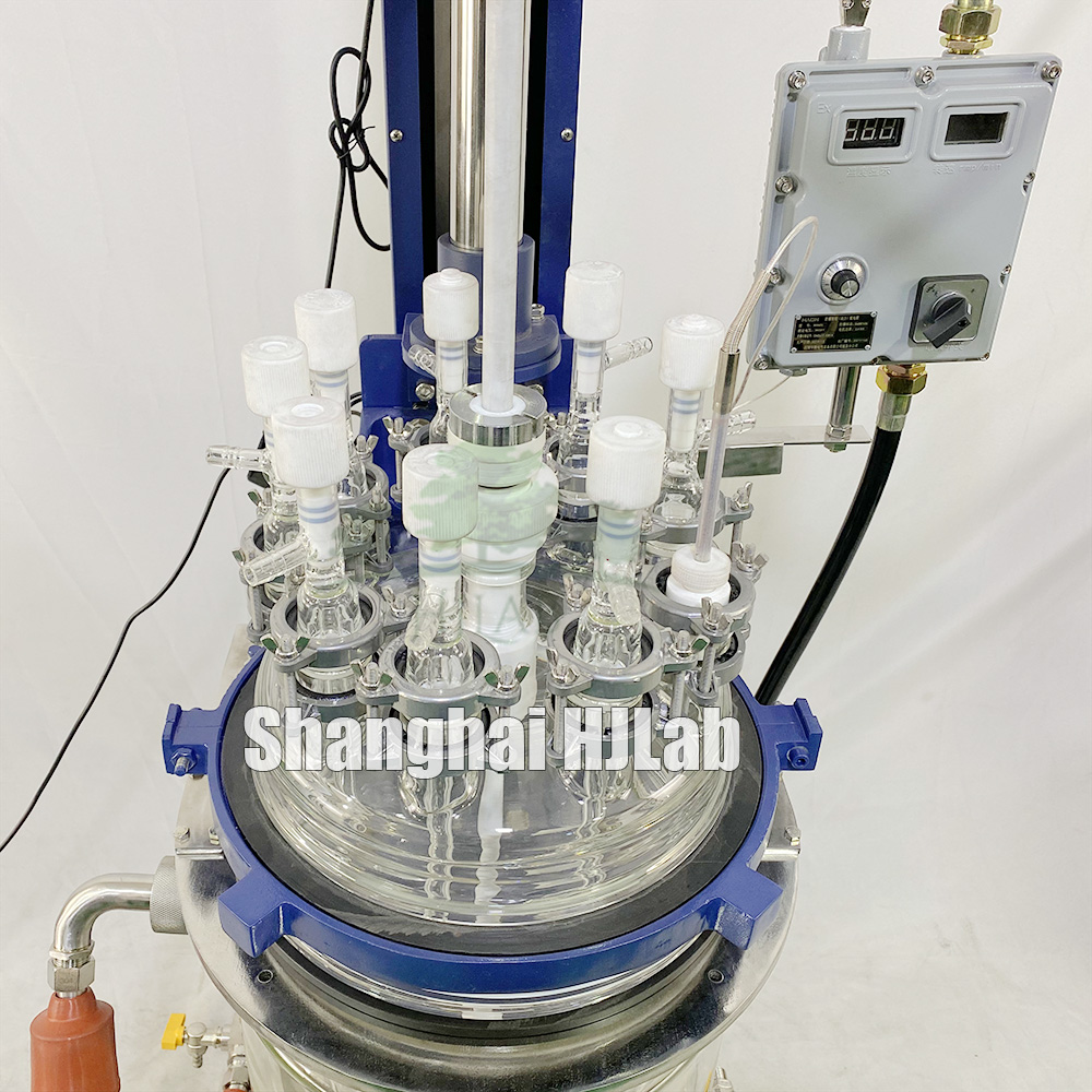 Lab Chemical Jacketed Glass Reactor with Automatic Motorized Lifting and Manual Tilting and Explosion Proof Design