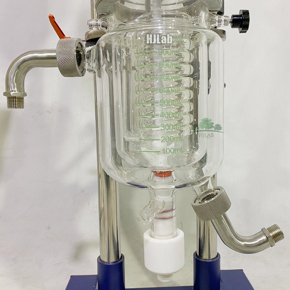 Lab Jacketed Glass Reaction Vessel with Lid Automatic Lifting and Internal Cooling Coil