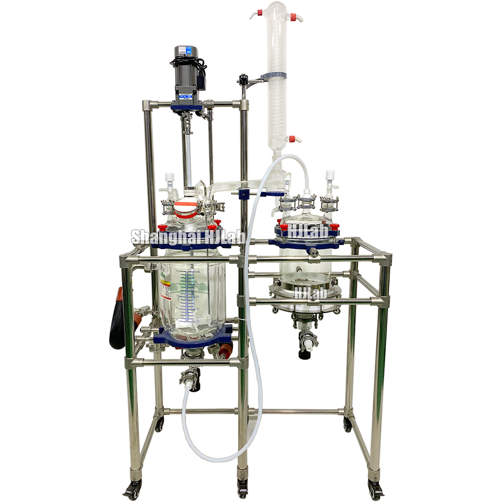 Pilot Scale Chemical Synthesis Reaction Filtration Distillation In One Batch Jacketed Glass Reactor