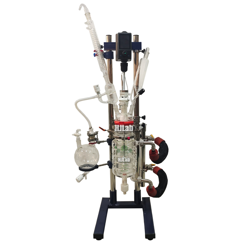 Lab Chemical Benchtop Jacketed Double Layer Glass Reactor with 300ml 500ml 1L 2L 3L 5L Capacity
