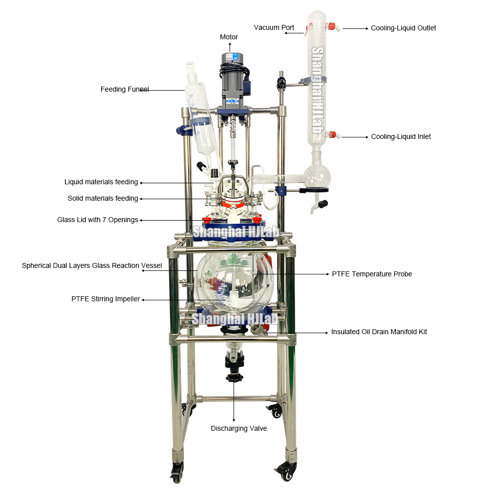 Jacketed Spherical Glass Reactor with 5L 10L 20L 30L Double Layer Glass Reaction Vessel