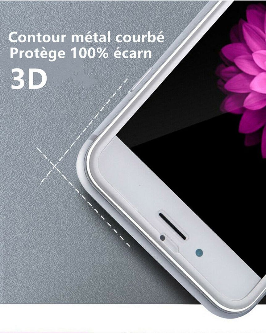iPhone 6s Plus/6 Plus Film Protection Ecran Verre Trempé Intégral avec Bord Métal Argenté