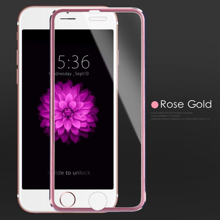 iPhone SE 2020 Film Protection Ecran Verre Trempé Intégral avec Bord Métal Rose