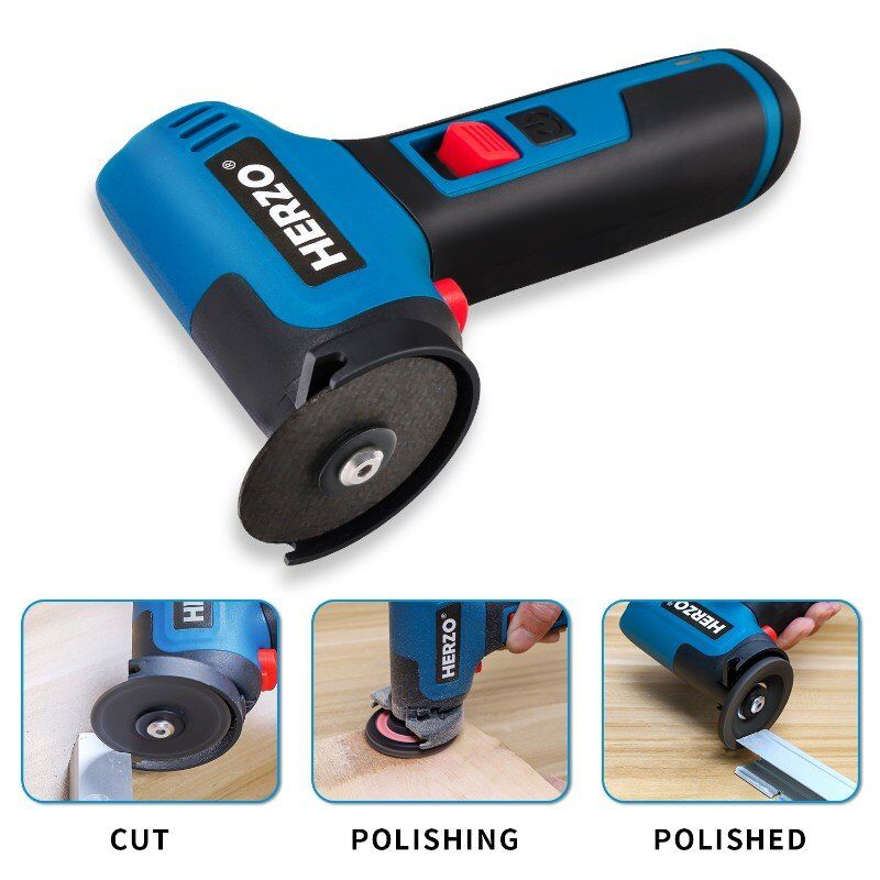 HERZO Mini Angle Grinder Cordless 2 inch, 7.2V Lithium Brushless Grinder  Tool for Cutting, Grinding