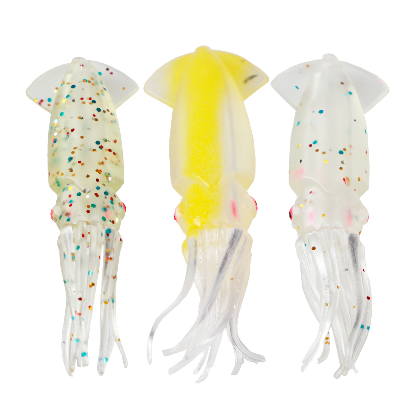 FREE FISHER 24pcs Soft Octopus Fishing Lures Baits Artificial Plastic Lures 20pcs 2/0# Single Barb Hooks in Freshwater/Saltwater with Box