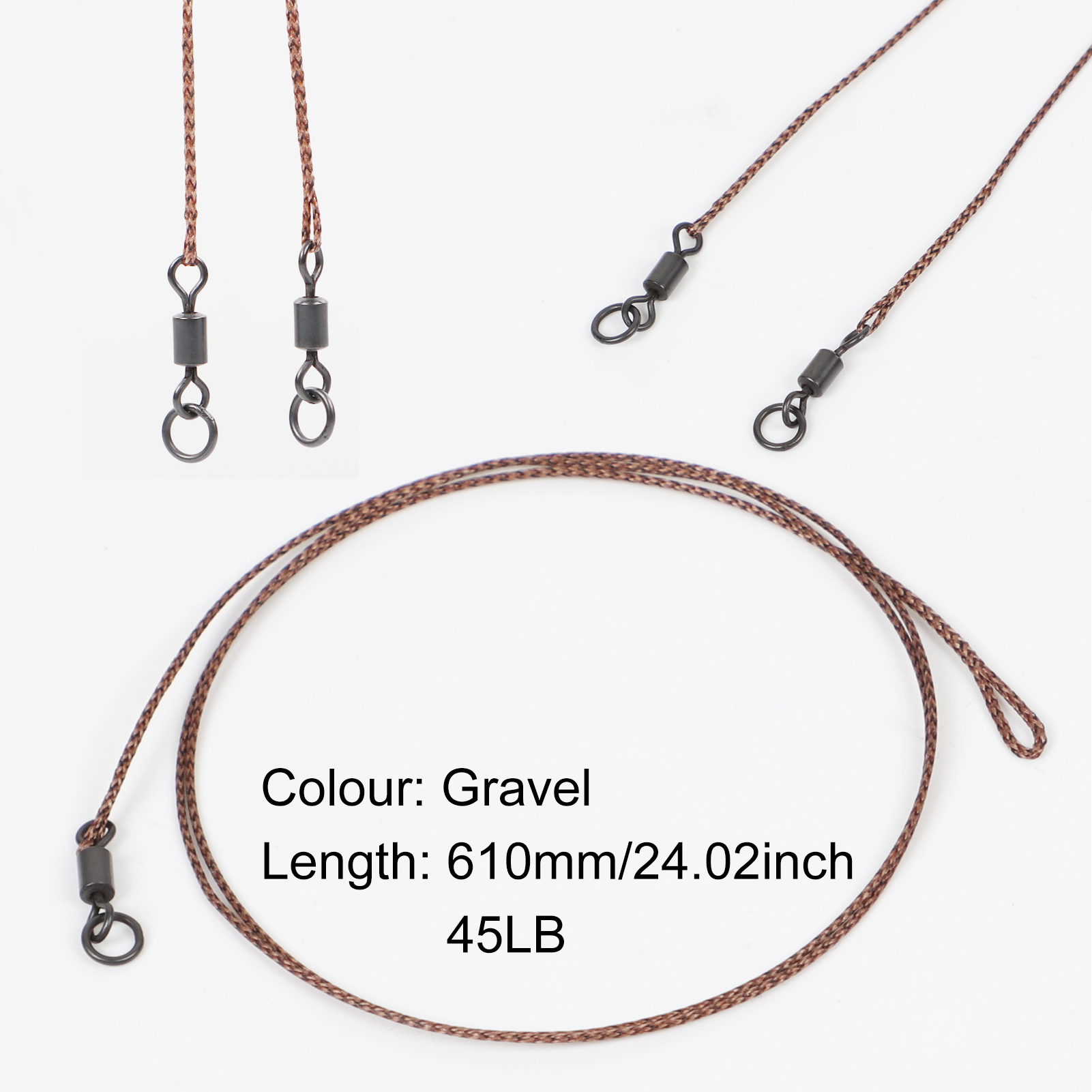 Free Fisher 6pcs/Set Fishing Carp Line 45LB Braided Double Looped Fly Fishing Leader Wire Knotless Tapered Leader with Swivel Snaps 