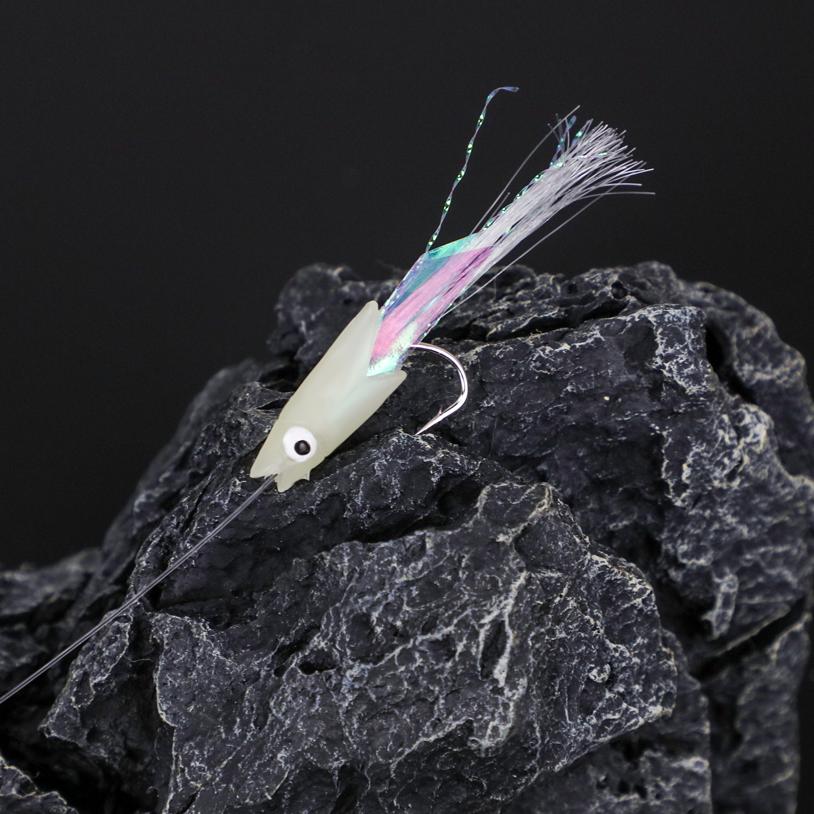 FREE FISHER Wholesale 30pcs/Pack Luminous Fishing String Hooks Set 4#-1/0# Shrimp Lures Soft Baits Nylon Line Swivel Colorful Wire Fish Rigs