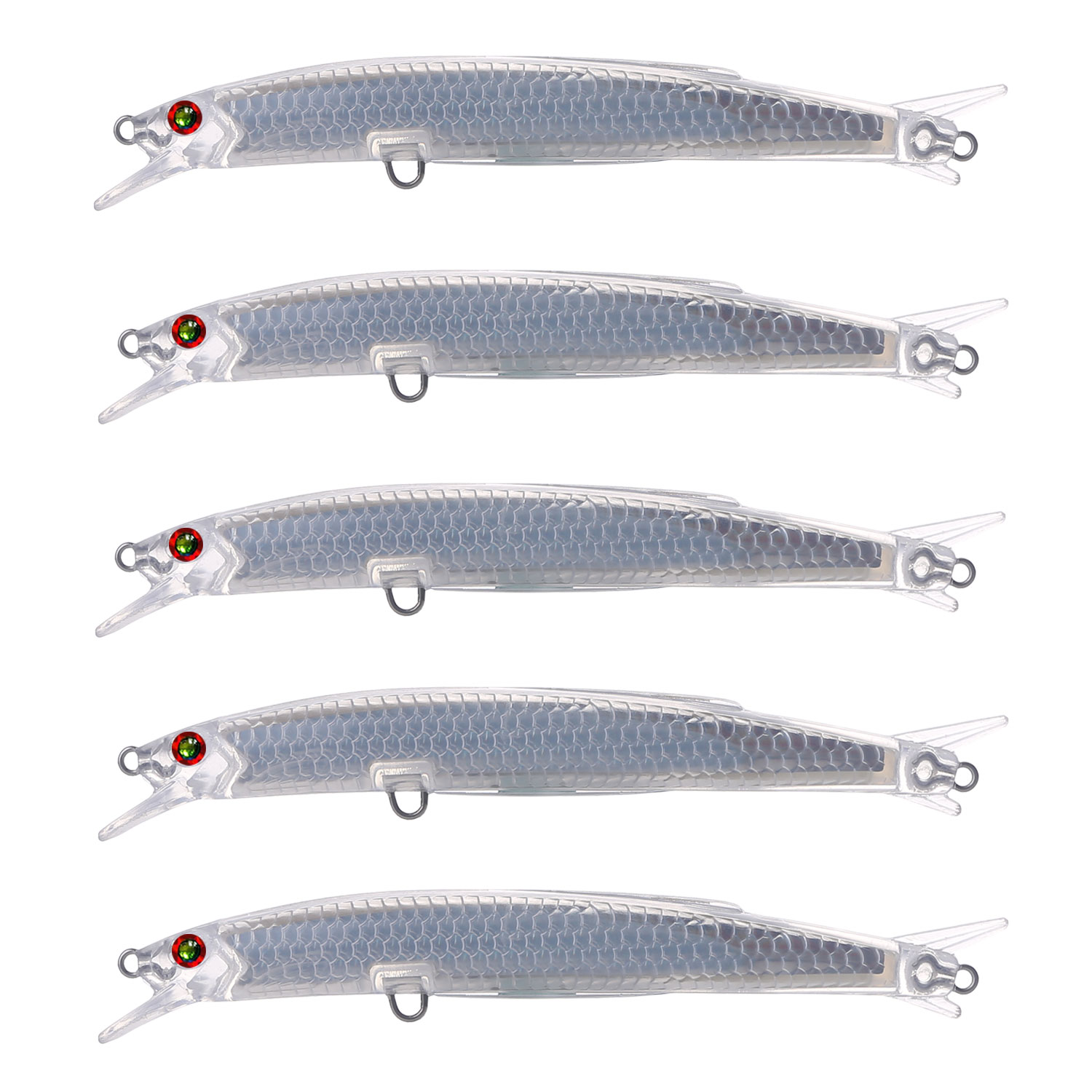 15pcs/Lot Fishing Unpainted Lures Set Long Laser Long Fish Minnows 12.3cm 9.7g Clear Plastic Bait Embryo DIY Blank Fishbaits for Pike