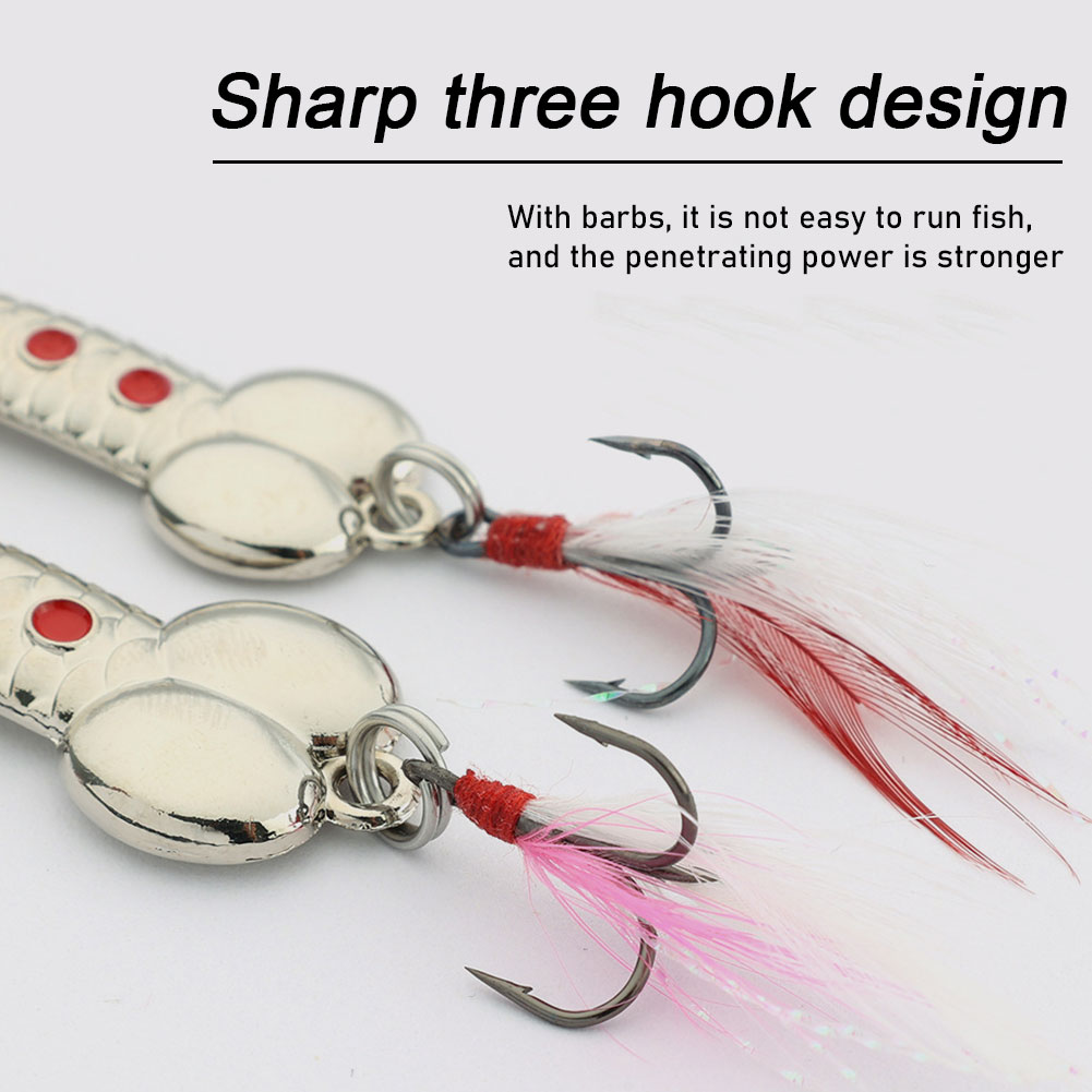 FREE FISHER 4pcs Fishing Metal Spoon Lures Wobbler Casting Jigging Trout Bait Artificial Spinner Baits Horsemouth Sequins with Feather Hook