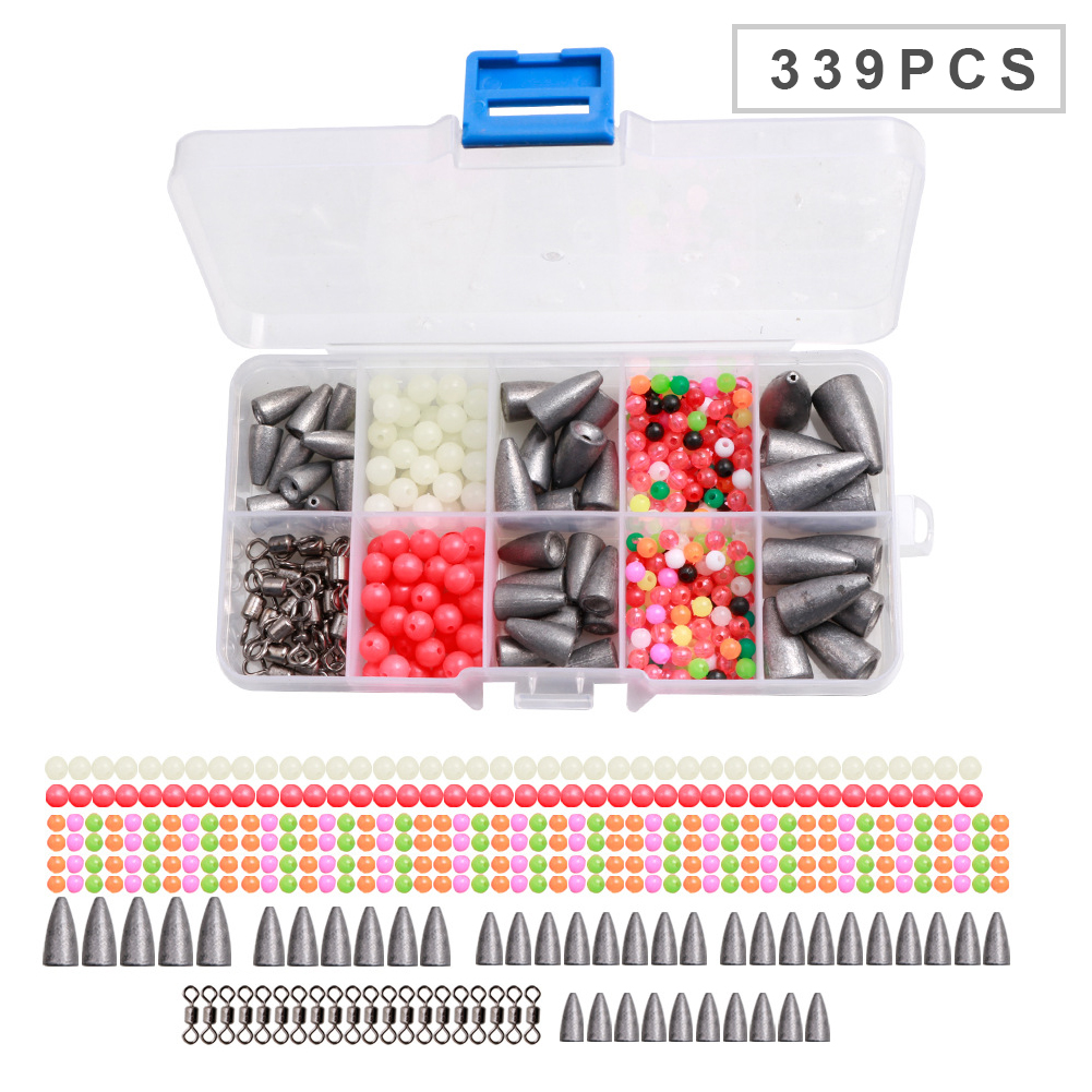 FREE FISHER Fishing Weights Set Lead Sinker Beads Jig Crank Hooks Swivels Fishing Accessories Tackle Box Kit for Sea Fishing