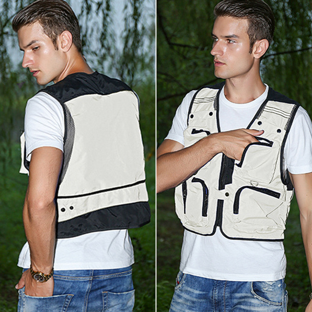 FREE FISHER Fishing Photography Vest with Pockets Men's Mesh Quick-Dry Waistcoat Outdoor Jackets for Camping Hunting Travelers Survival Utility Safety